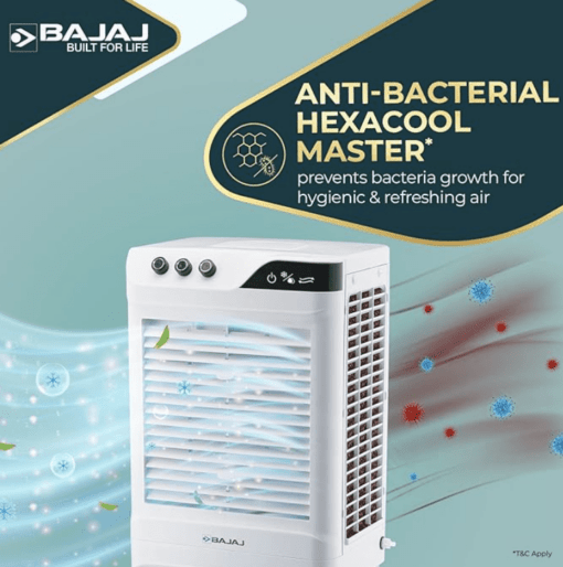 Bajaj DMH 90 Neo 90L Desert Air Cooler for home with DuraMarine Pump (2-Yr Warranty by Bajaj), Hexacool & TurboFan Technology, Ice Chamber, 90-Feet Air Throw & 3-Speed Control, White Cooler for room - Image 2